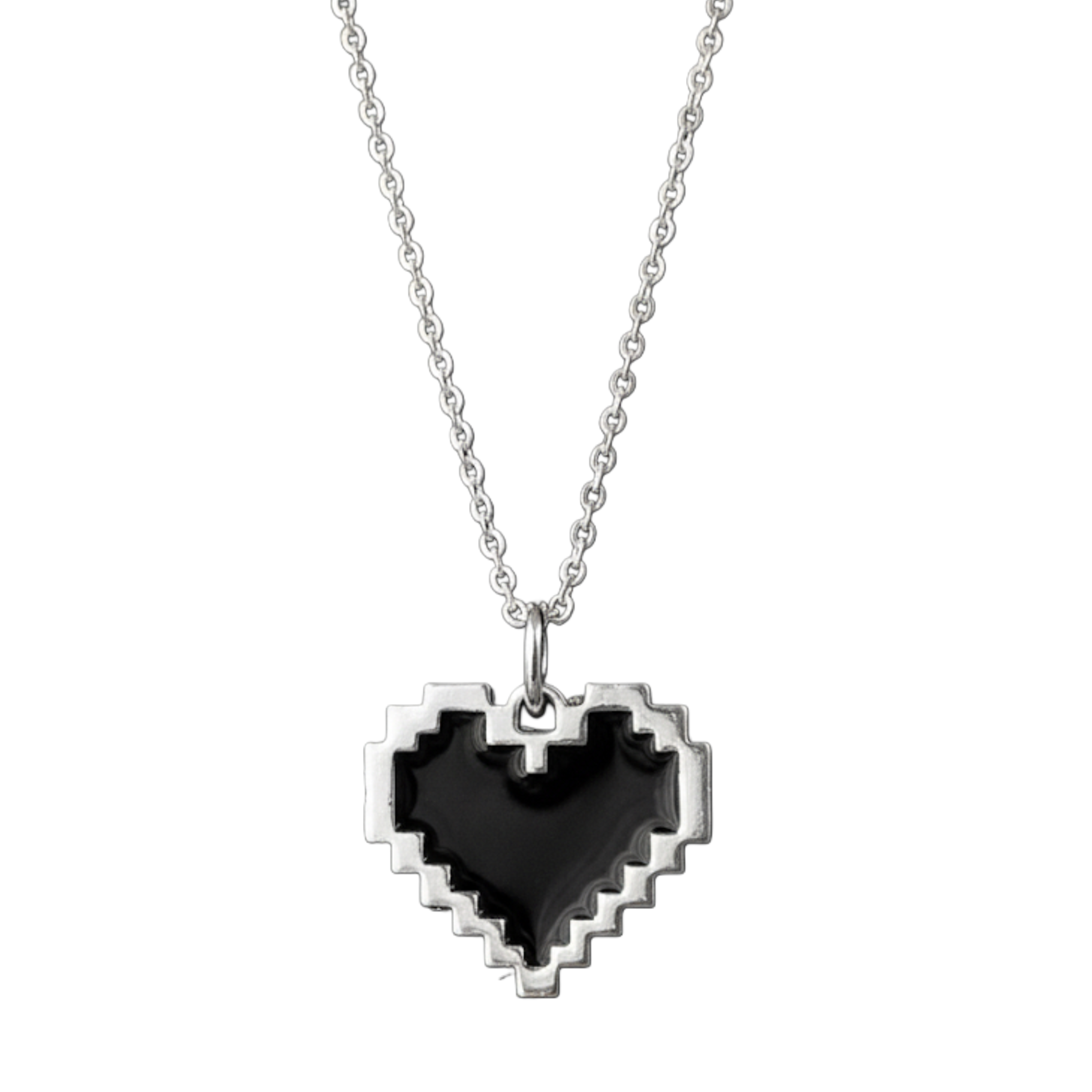 calvyr Black minecraft heart pendent chain
