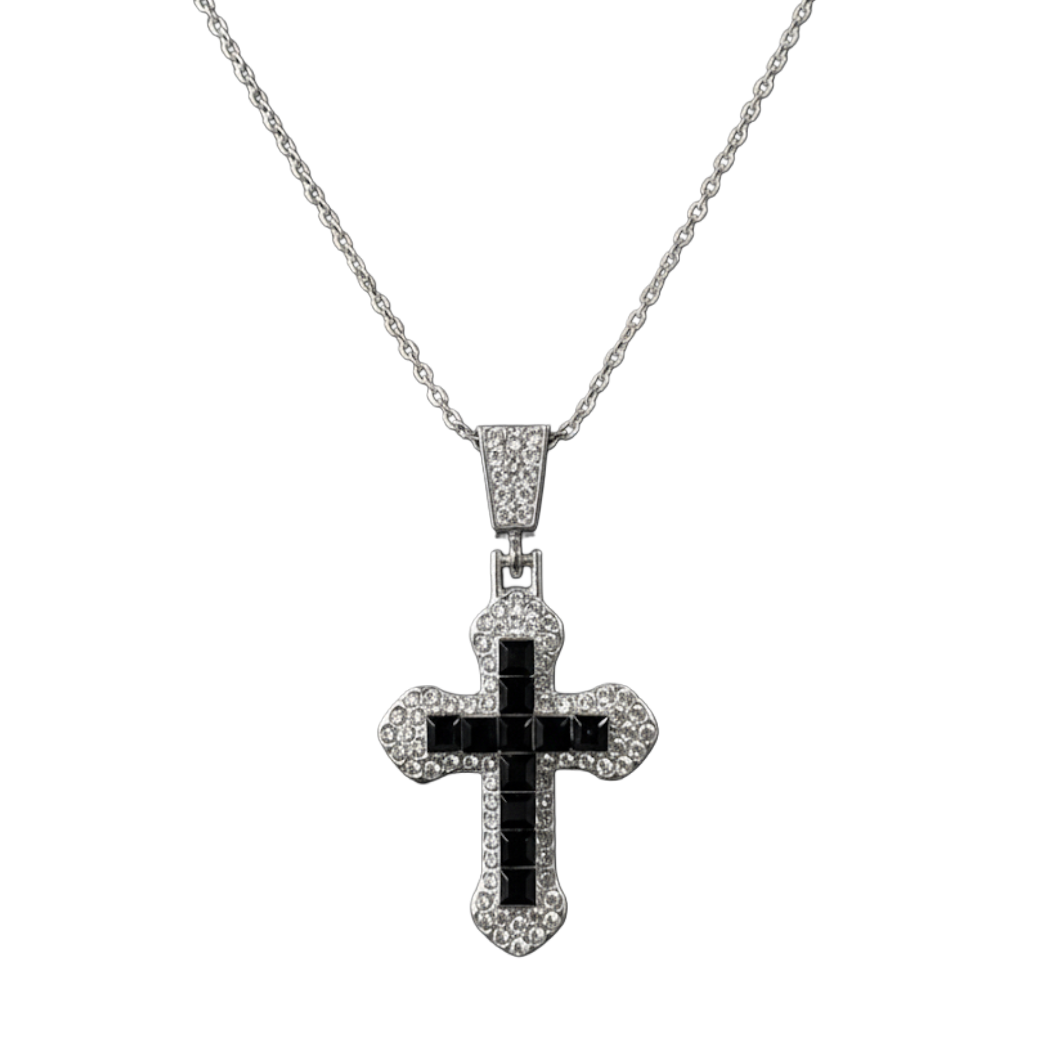 clavyr Black diamond cross pendent chain