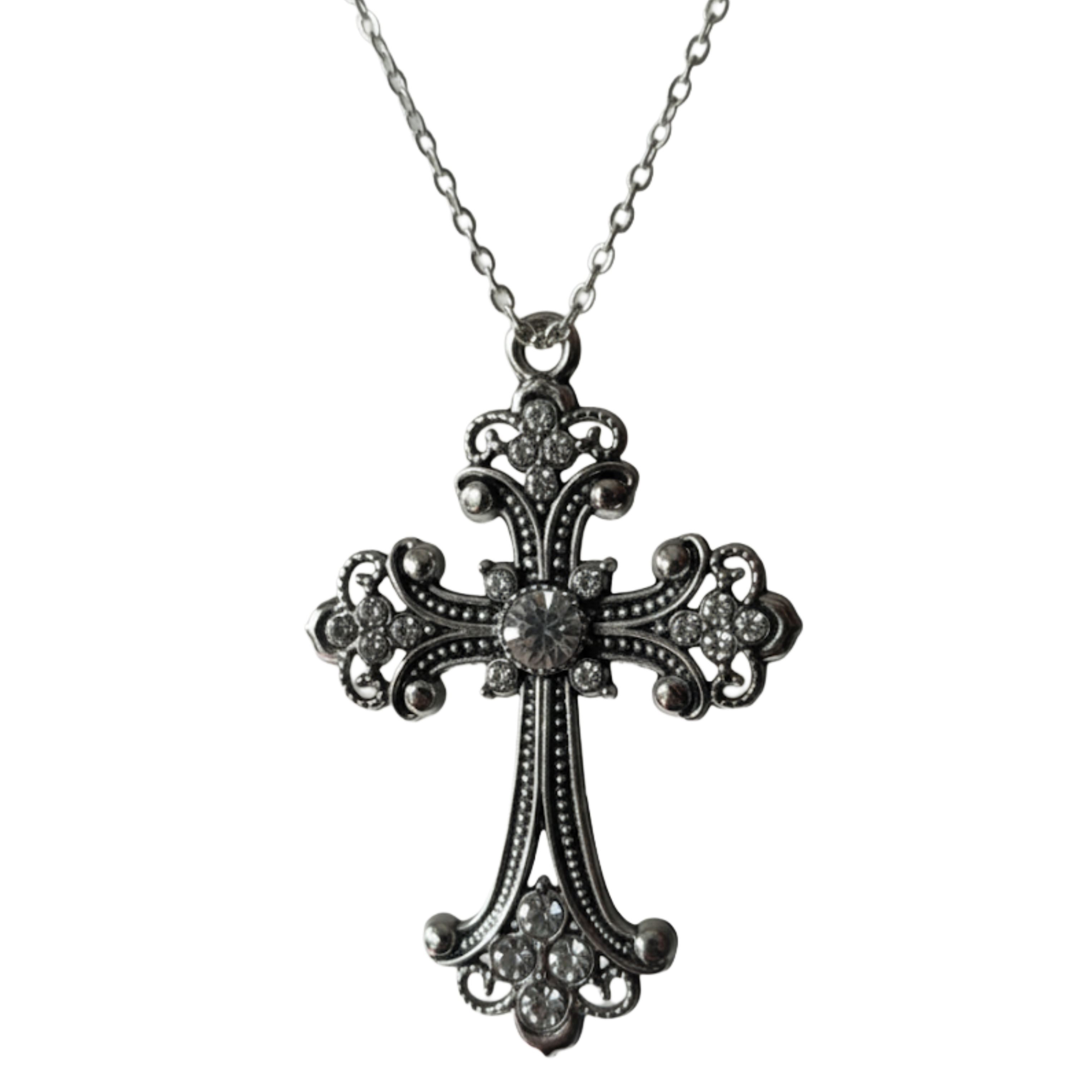 calvyr Black diamond cross pendent chain